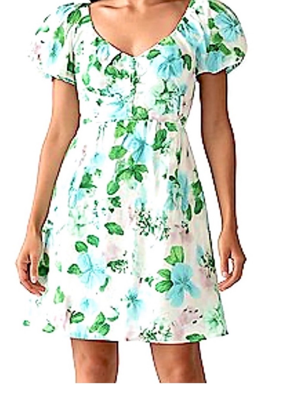 Old Navy Mini Floral Dress Flutter-Sleeve V-Neck Swing Multicolor Sz XXL Tall